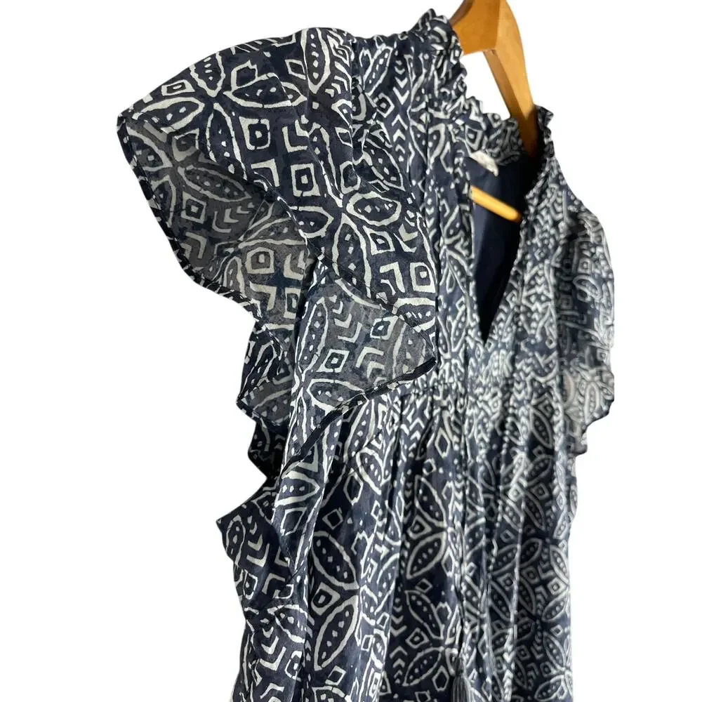 Melissa Nepton Sara Boho Circle Dress Flutter‎ Sleeve Ruffle NeckSize Large - Picture 6 of 10